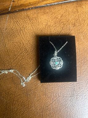 Sterling Silver Celtic Star Pendant Necklace with Turquoise Accent